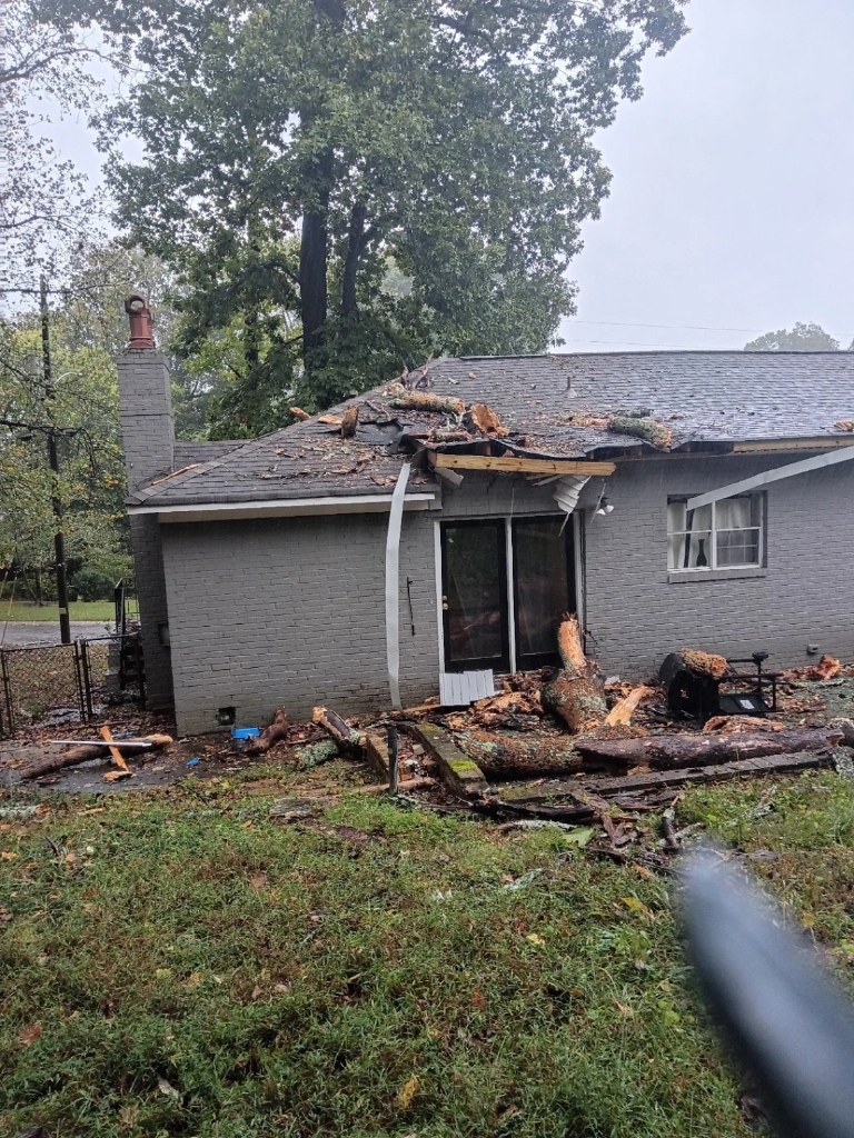 EXTERIOR: Crushed Roof & Yard